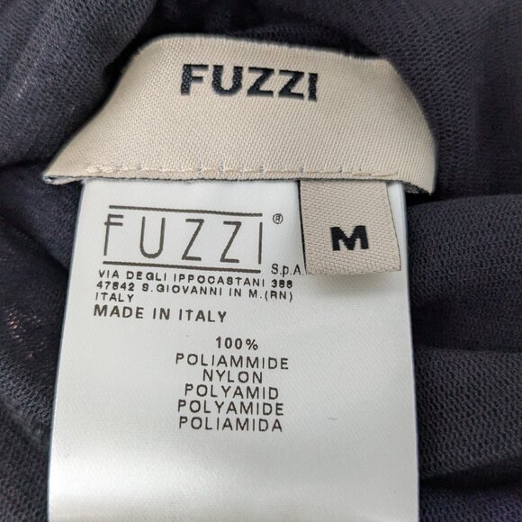 FUZZI Italy Bodycon Turtleneck Mesh Top Medium Black Floral - Picture 9 of 15